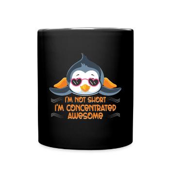 Pingouin mignon avec le dicton - Je ne suis pas petit - Mug uni - noir - Devant