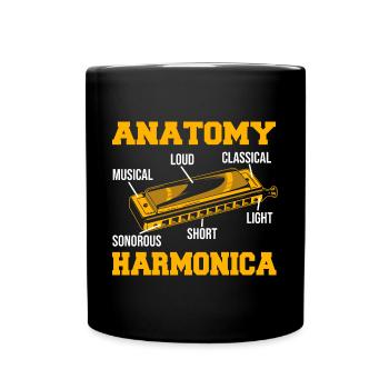 Playing Harmonica Gift - Full Colour Mug - black - Front