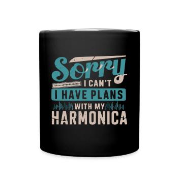 Harmonica Playing Gift - Full Colour Mug - black - Front