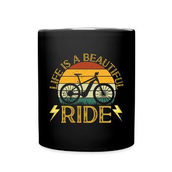 Electric Bike Cycling Biker E-Bike - Full Colour Mug - black - Front