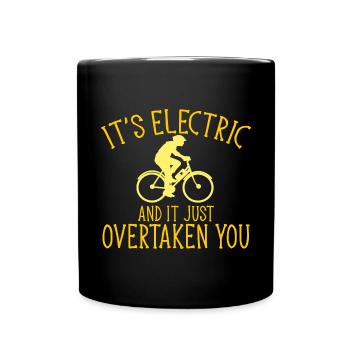 Electric Bike Cycling Biker E-Bike - Full Colour Mug - black - Front