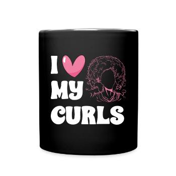 Curly Hair Afro Curls Natural Hair - Full Colour Mug - black - Front