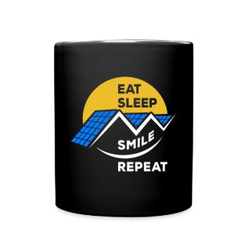 Eat Sleep Smile Repeat - Photovoltaik Spruch - Tasse einfarbig - Schwarz - Vorne