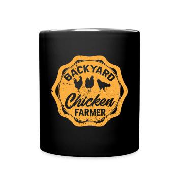 Poulet, Éleveur, Coq, Poule, Poulets de basse-cour, - Mug uni - noir - Devant