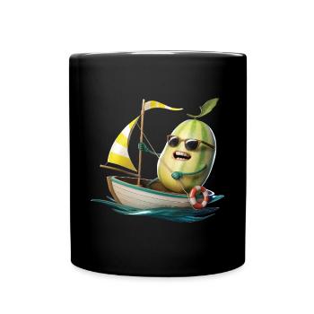 Obst Honigmelone Bootfahren Geschenk - Tasse einfarbig - Schwarz - Vorne