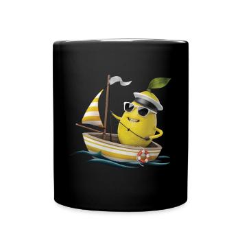 Obst Zitrone Bootfahren Geschenk - Tasse einfarbig - Schwarz - Vorne