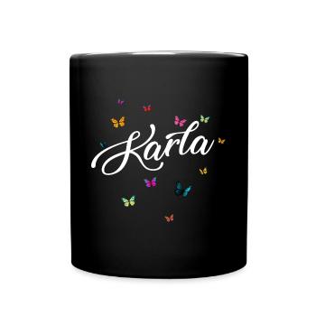 KARLA - Nom de fille avec des papillons colorés - Mug uni - noir - Devant