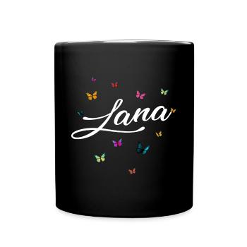 LANA - Nom de fille avec des papillons colorés - Mug uni - noir - Devant