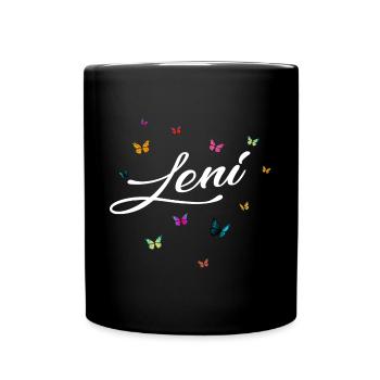 LENI - Nom de fille avec des papillons colorés - Mug uni - noir - Devant