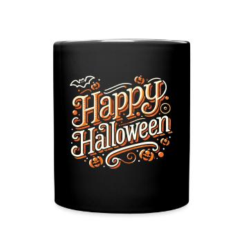 Lettrage ludique « Happy Halloween » classique - Mug uni - noir - Devant