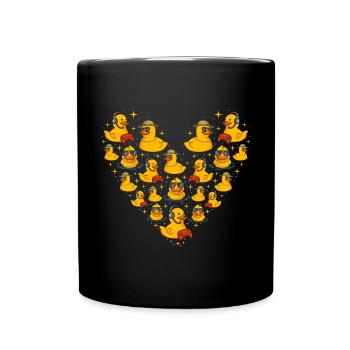 Quietscheentchen Quietscheente Gummiente - Tasse einfarbig - Schwarz - Vorne