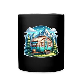 Camping Camper Caravan - Full Colour Mug - black - Front