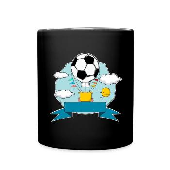 Plaque nominative de ballon à air chaud de football bleu - Mug uni - noir - Devant