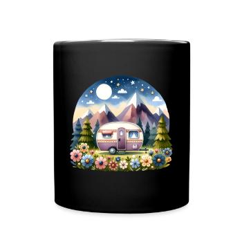 Camping Camper Caravan - Full Colour Mug - black - Front