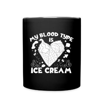 Mon groupe sanguin Glace Crème Pour Cadeaux Amateurs de Crème Glacée - Mug uni - noir - Devant