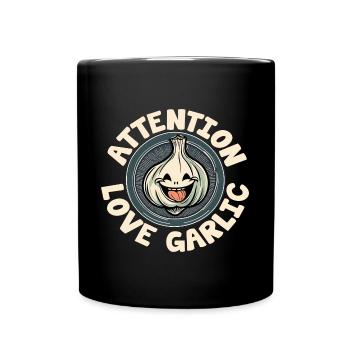 Attention cher ail rieur bulbe d’ail - Mug uni - noir - Devant