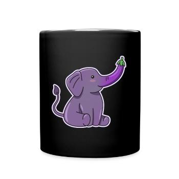 Elefanten-Auberginen-Design für - Tasse einfarbig - Schwarz - Vorne