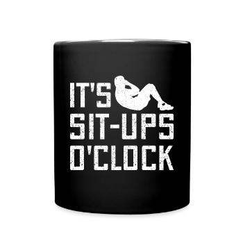 Gym Junkies It ́s Sit-Ups O ́Clock Calisthenics - Full Colour Mug - black - Front