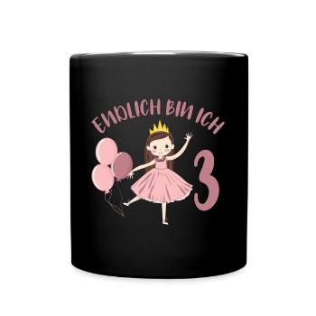Chemise d’anniversaire princesse enfin 3 ans fille - Mug uni - noir - Devant