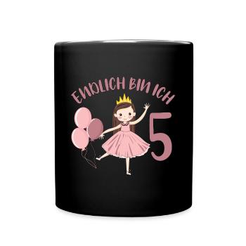 Chemise d’anniversaire princesse enfin 5 ans fille - Mug uni - noir - Devant