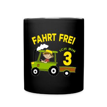 Motif anniversaire tracteur cadeau garçon 3 ans - Mug uni - noir - Devant