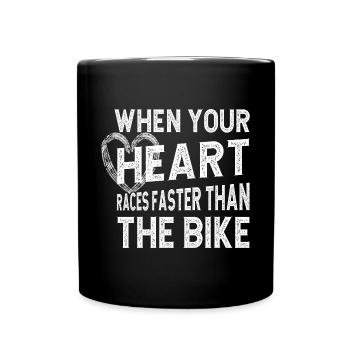 Dirtbike Rider HEart Races Faster MX Motocross - Full Colour Mug - black - Front