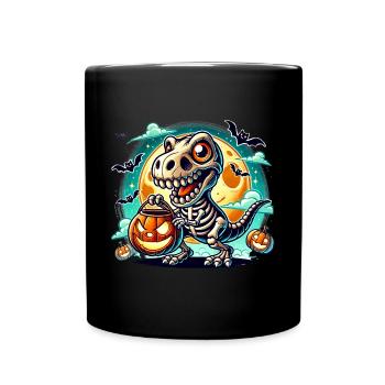 Süßer Dino Skelett Halloween Kürbislaterne - Tasse einfarbig - Schwarz - Vorne