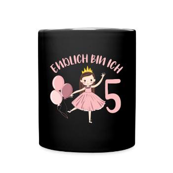 Chemise d’anniversaire princesse enfin 5 ans fille - Mug uni - noir - Devant