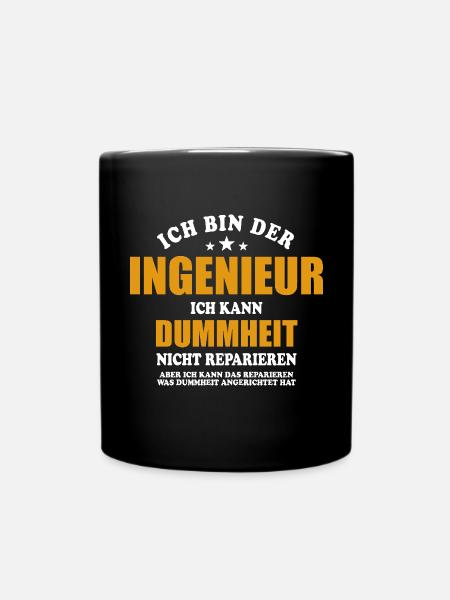 Ingenieur - ich kann Dummheit nicht reparieren - Tasse einfarbig - Schwarz