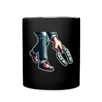 Horseshoe Throwing Horseshoe Pitching - Full Colour Mug - black - Front
