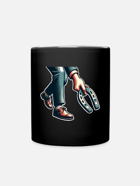 Hufeisenwerfen Horseshoe Pitching - Tasse einfarbig - Schwarz