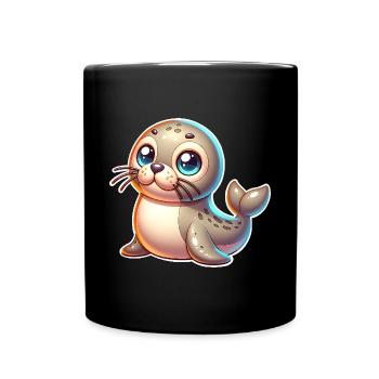 Robbe Seehund - Tasse einfarbig - Schwarz - Vorne