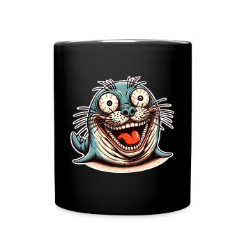 Robbe Seehund - Tasse einfarbig - Schwarz - Vorne