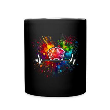 Akkordeon Herzschlag - Tasse einfarbig - Schwarz - Vorne