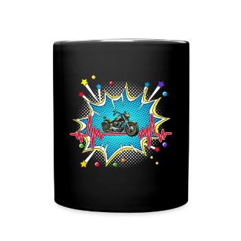 MTB Pop Art Comic Retro Herzschlag - Tasse einfarbig - Schwarz - Vorne