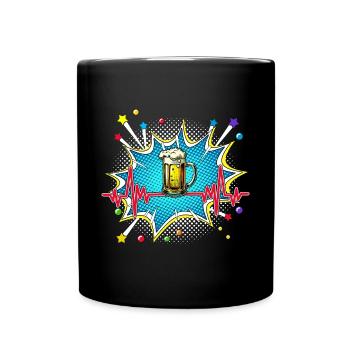 Bier Pop Art Comic Retro Herzschlag - Tasse einfarbig - Schwarz - Vorne