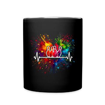Bowling Herzschlag - Tasse einfarbig - Schwarz - Vorne