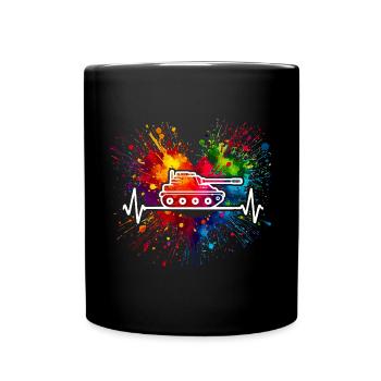 Panzer Herzschlag - Tasse einfarbig - Schwarz - Vorne