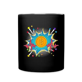 Panzer Pop Art Comic Retro Herzschlag - Tasse einfarbig - Schwarz - Vorne