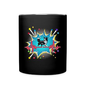 Grill Pop Art Comic Retro Herzschlag - Tasse einfarbig - Schwarz - Vorne
