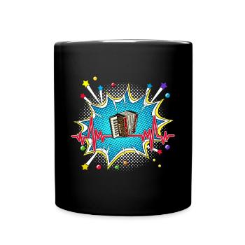 Tuba Pop Art Comic Retro Herzschlag - Tasse einfarbig - Schwarz - Vorne