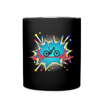 Pferd Pop Art Comic Retro Herzschlag - Tasse einfarbig - Schwarz - Vorne