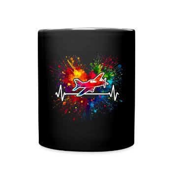 RC Modellflug Herzschlag - Tasse einfarbig - Schwarz - Vorne