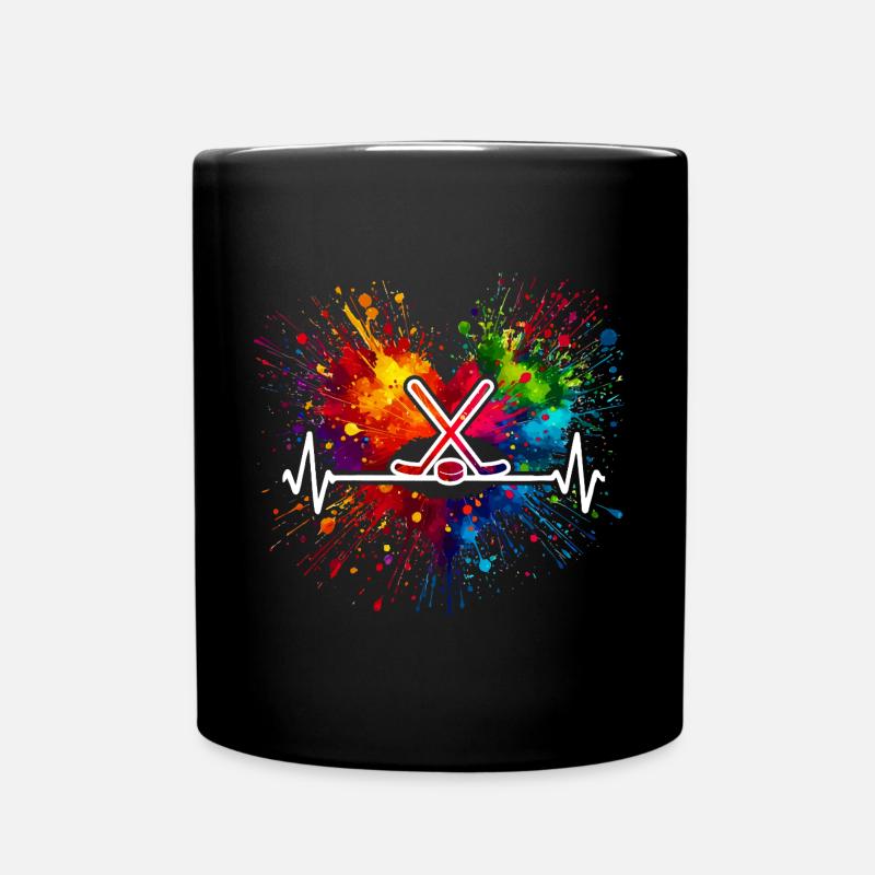 Eishockey Herzschlag - Tasse einfarbig - Schwarz
