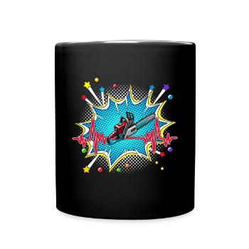 Frisbee Pop Art Comic Retro Herzschlag - Tasse einfarbig - Schwarz - Vorne