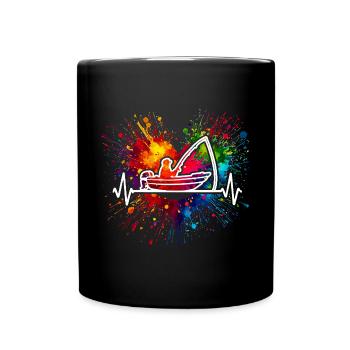 Fischer Herzschlag Farbspritzer Angler - Tasse einfarbig - Schwarz - Vorne