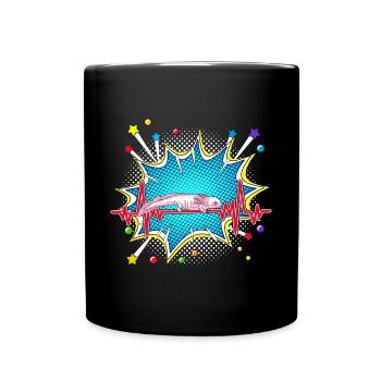 Zahnarzt Pop Art Comic Retro Herzschlag - Tasse einfarbig - Schwarz - Vorne