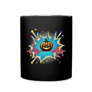 Kaffee Pop Art Comic Retro Herzschlag - Tasse einfarbig - Schwarz - Vorne