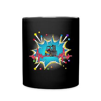 Trompete Pop Art Comic Retro Herzschlag - Tasse einfarbig - Schwarz - Vorne