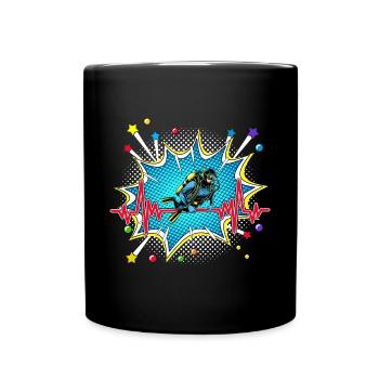 Tennis Pop Art Comic Retro Herzschlag - Tasse einfarbig - Schwarz - Vorne